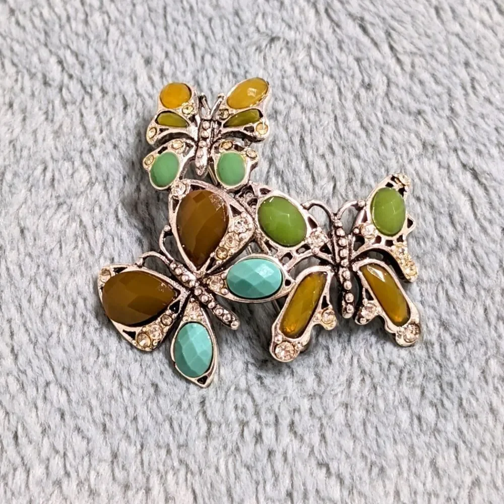 Vintage 90's MONET Three Butterfly Brooche